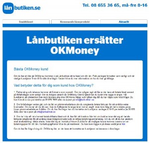 Lånbutiken ersätter OK Money